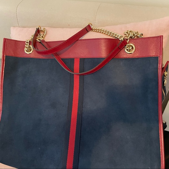 Gucci Rajah Large Blue Suede Tote RARE!!! - Picture 6 of 8
